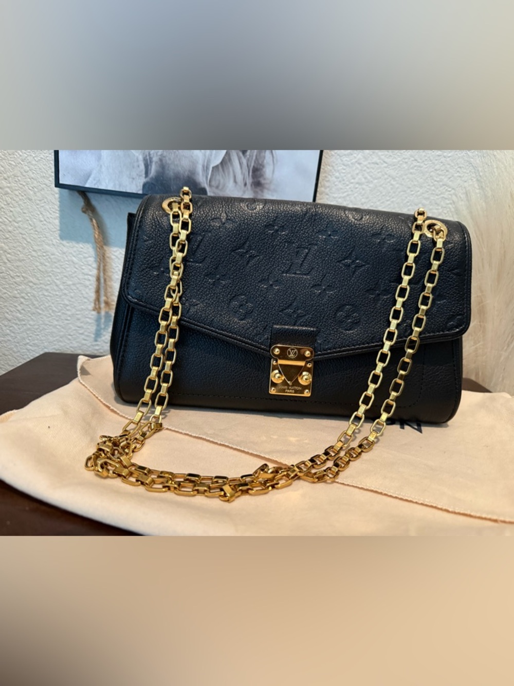 Louis Vuitton Black Monogram Empreinte Leather Saint Germaine PM